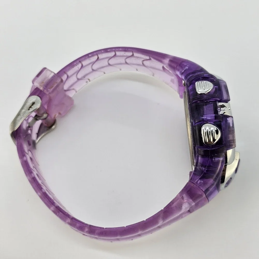 Women's Sports Digital Watch 36MM Pink Purple Plastic Case Bands NEW Battery